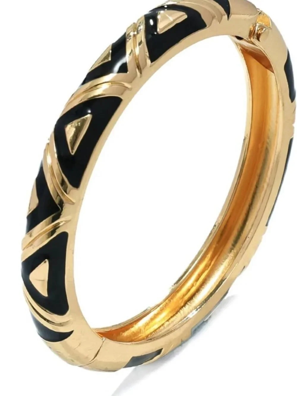 Geometric Triangle Cloisonne Bracelet, Chunky Enamel Bangle, Trendy Stackable